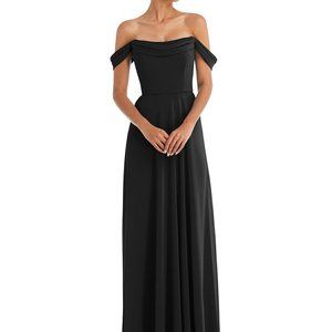 Thread TH065..Off-the-Shoulder Draped Neckline Maxi Dress....Black...Size 14